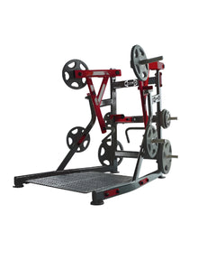 Marcy MD-9010G red and black Smith Cage System with weight plates.