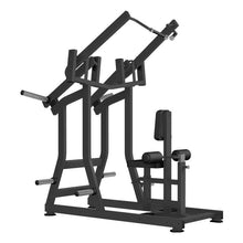 Plate loaded plate-loaded pulldown machine with black finish.