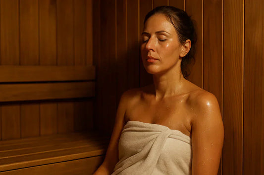 Person sweating in a sauna questioning whether saunas actually burn calories