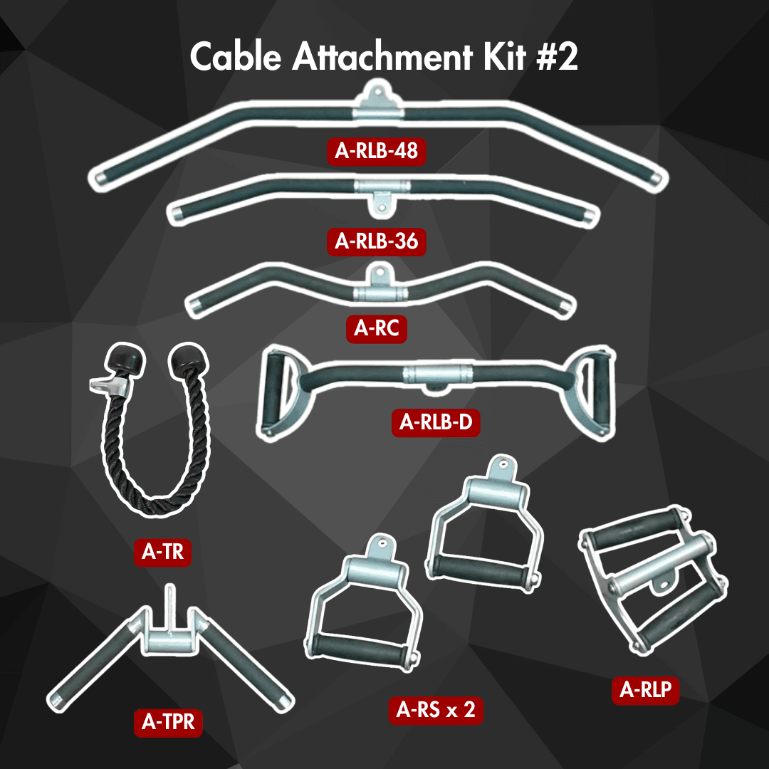 Cable Attachment Kit #2 showing multiple clamps, rings, rope, and brackets.