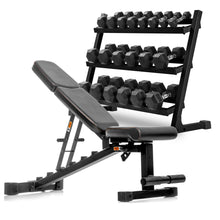 XMARK 5-50 lb Hex Dumbbell Set with Rack and Weight Bench