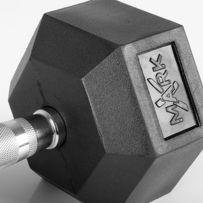 XMARK Rubber Hex Dumbbell Pairs with 2-Tier Storage Rack