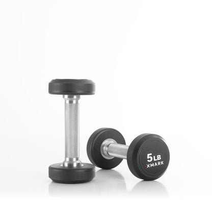 XMARK Round Commercial Urethane Dumbbells (5-50 lb and 5-75 lb Sets)