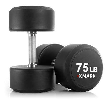 XMARK Round Commercial Urethane Dumbbells (5-50 lb and 5-75 lb Sets)