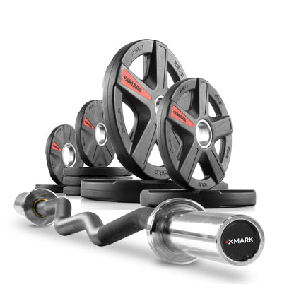 XMARK Texas Star Olympic Weight Plates and Curl Barbell Sets