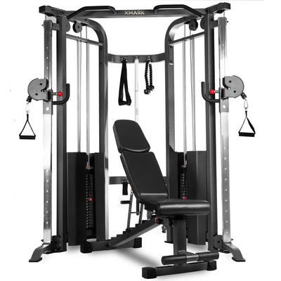 XMARK Functional Trainer Cable Machine with Adjustable Weight Bench