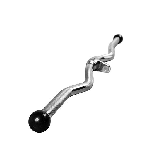 EZ curl bar with curved design and black end caps.