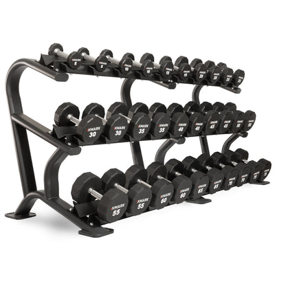 XMARK 12-Sided Commercial Urethane Dumbbells (5-50 lb and 5-75 lb Sets)