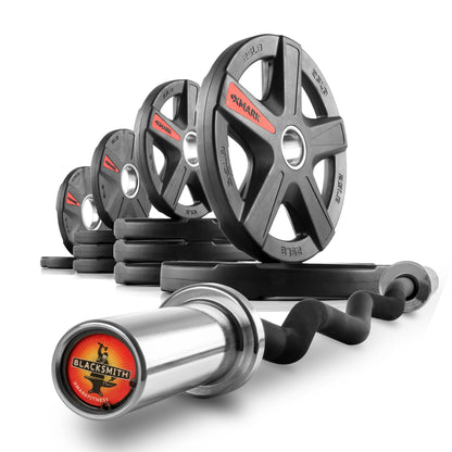 XMARK Texas Star Olympic Weight Plates and Curl Barbell Sets