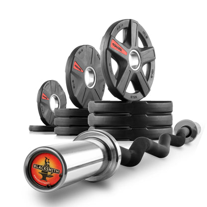 XMARK Texas Star Olympic Weight Plates and Curl Barbell Sets