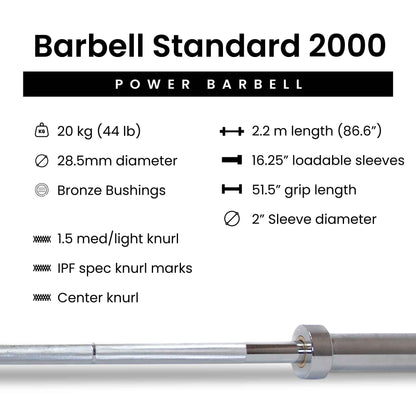 Barbell Standard 2000 Power Barbell Weight Sets