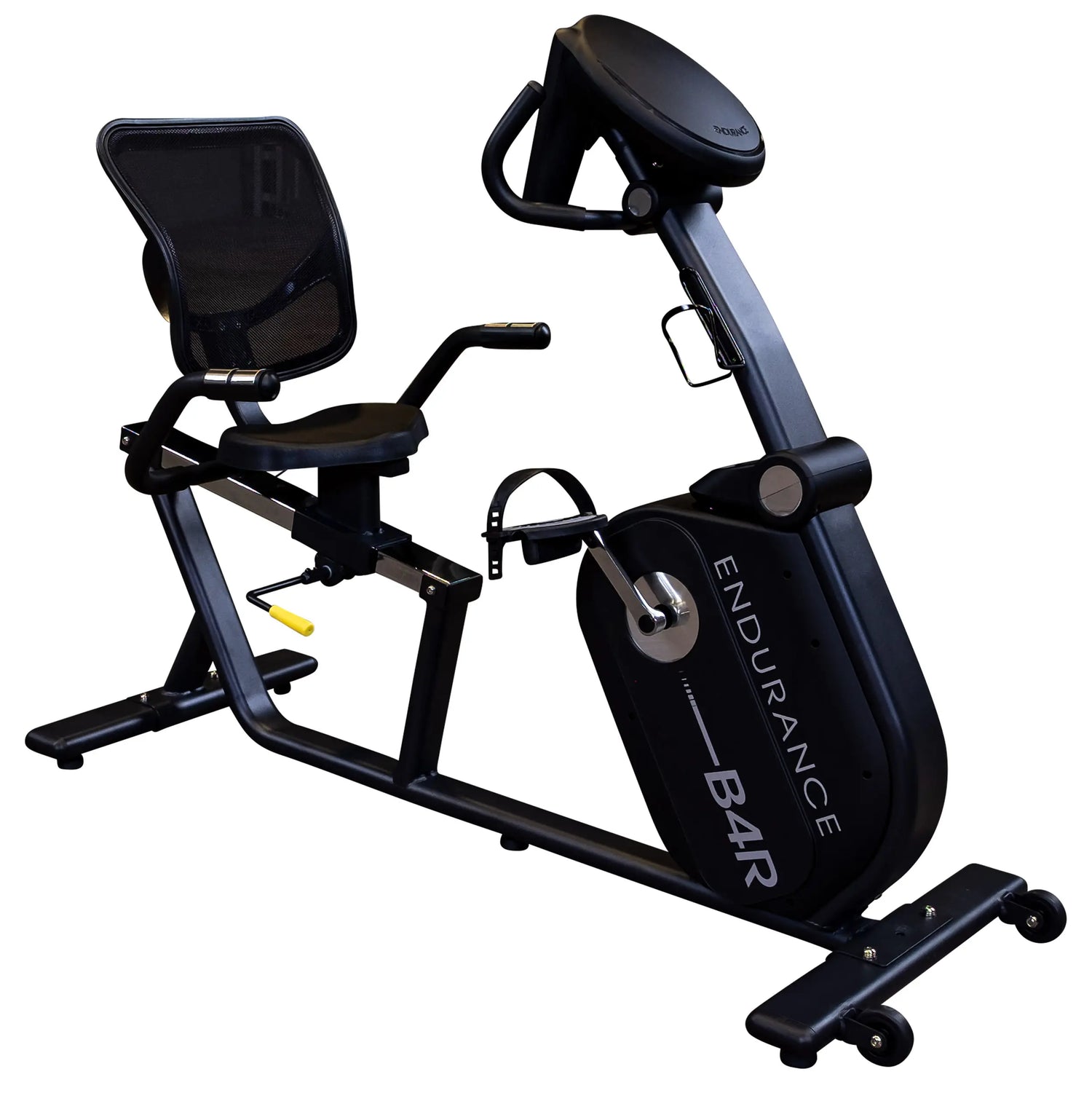 Endurance B4R recumbent exercise bike with mesh backrest for comfortable home workouts.