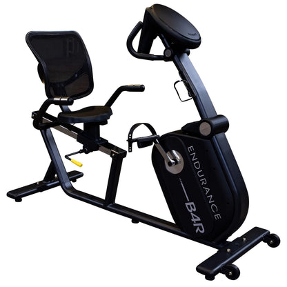 Endurance B4R recumbent exercise bike with mesh backrest for comfortable home workouts.