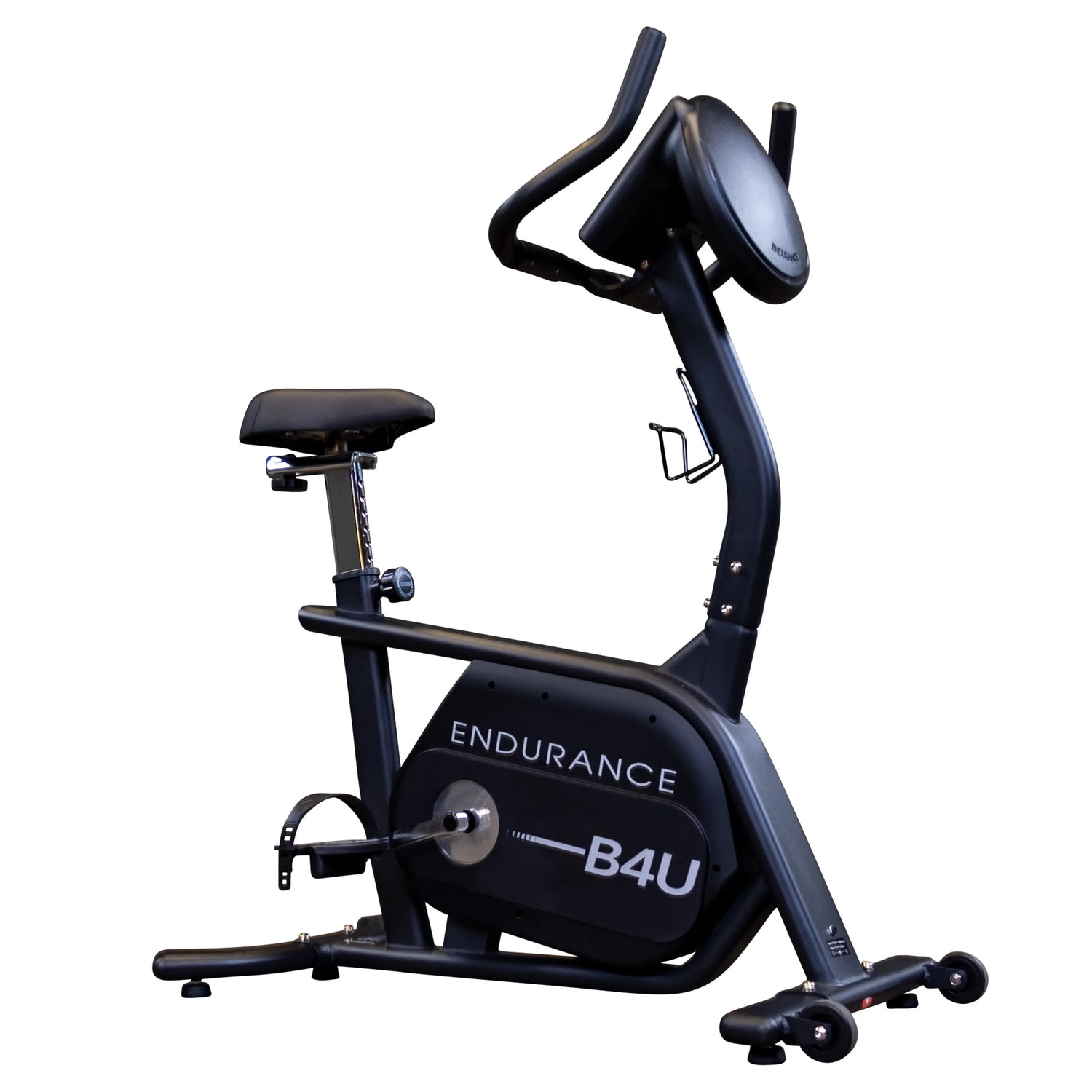 Endurance B4U exercise bike with ergonomic handlebars for home workouts.