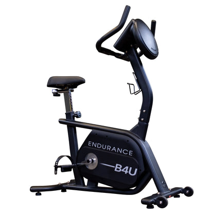 Endurance B4U exercise bike with ergonomic handlebars for home workouts.