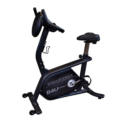 Black Endurance B4U exercise bike with adjustable seat.