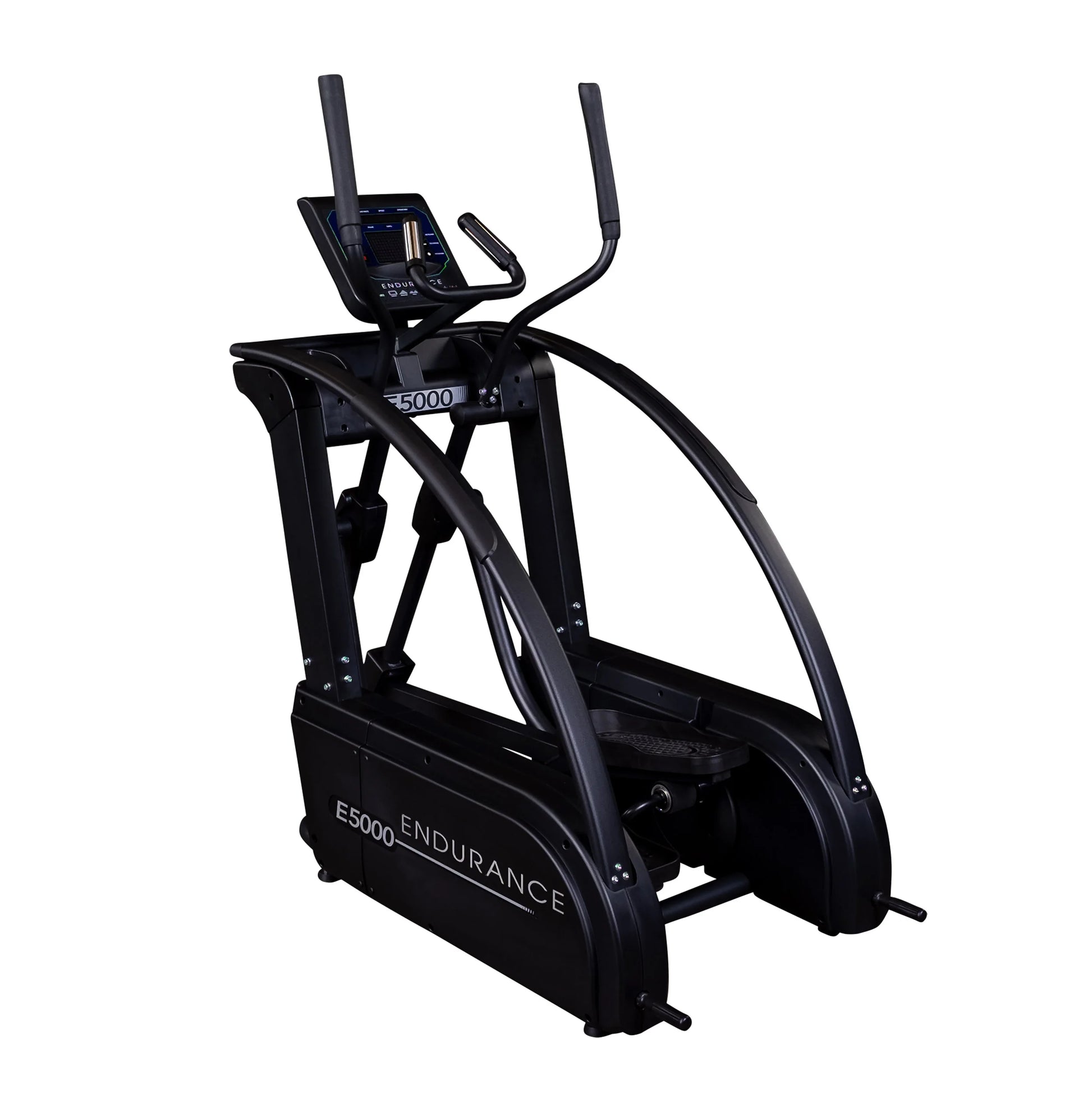 Endurance E5000 elliptical trainer with black frame and digital console.