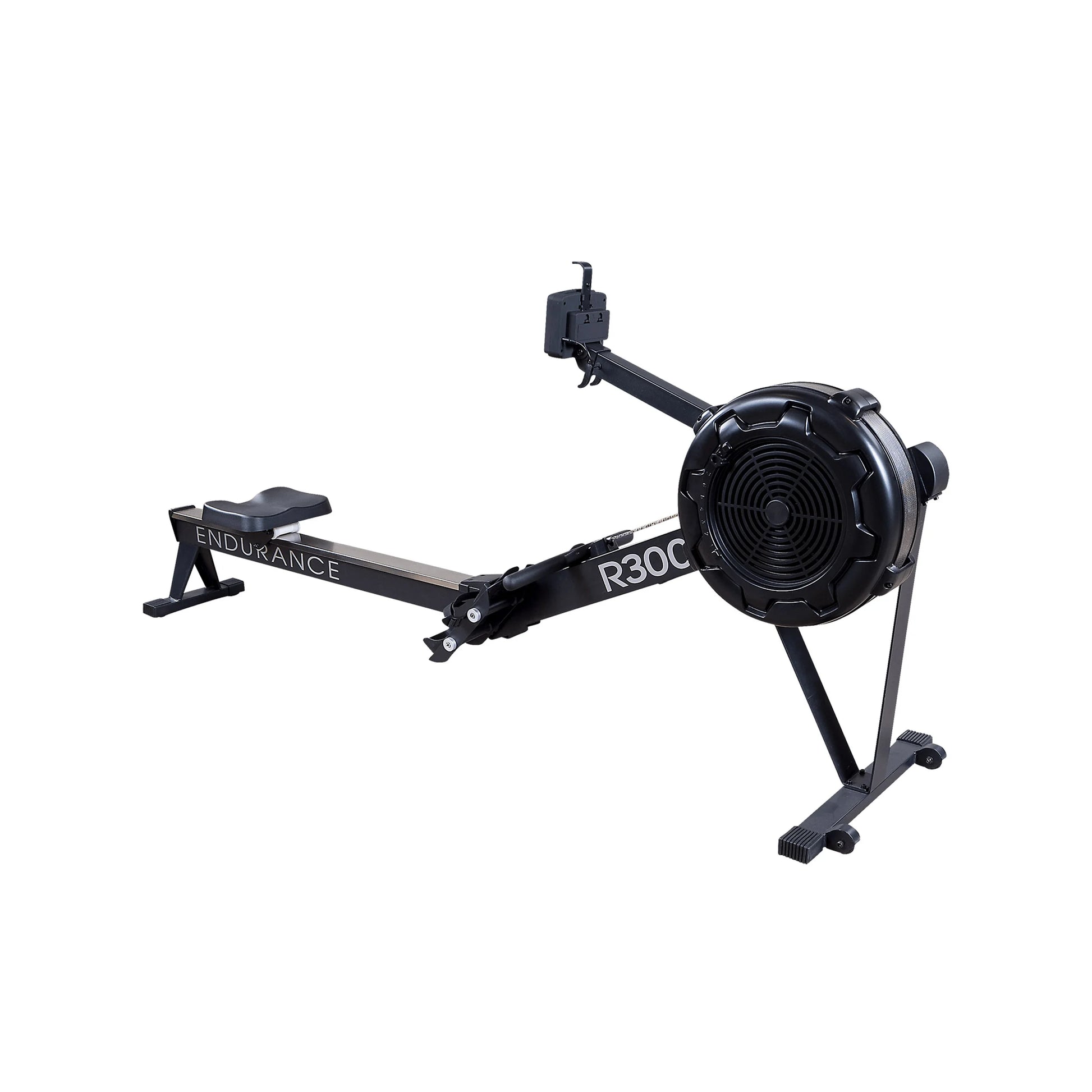 Endurance R30C rowing machine with black frame and sleek design for efficient indoor workouts.