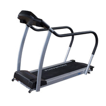 Endurance T50 treadmill with curved handlebars for enhanced stability.