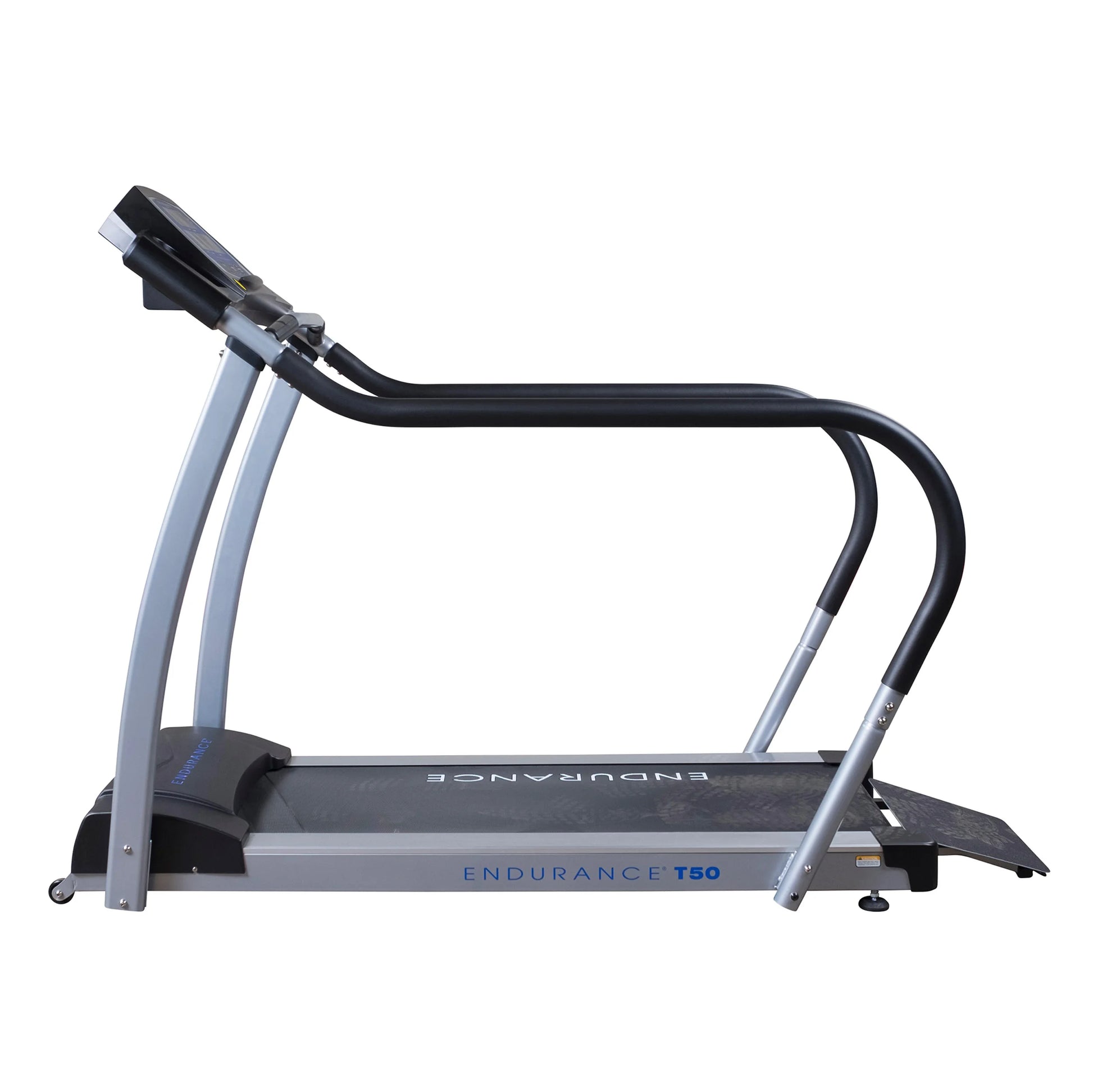 Endurance T50 treadmill with sleek black handlebars and sturdy frame.