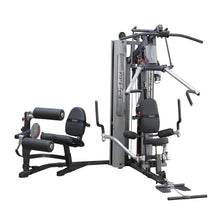 Body-Solid home gym with multiple workout stations and padded seats for versatile strength training.