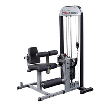 Body-Solid PROSelect leg extension machine with adjustable padded seat for strength training.