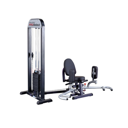 Body-Solid PRO Select inner and outer thigh machine with adjustable seat for gym workouts.
