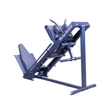 Body-Solid leg press machine with padded seat and steel frame for strength training.