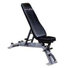 Body-Solid Pro ClubLine Adjustable Bench SFID325 featuring a sleek black padded seat and backrest, designed for versatile strength training exercises.