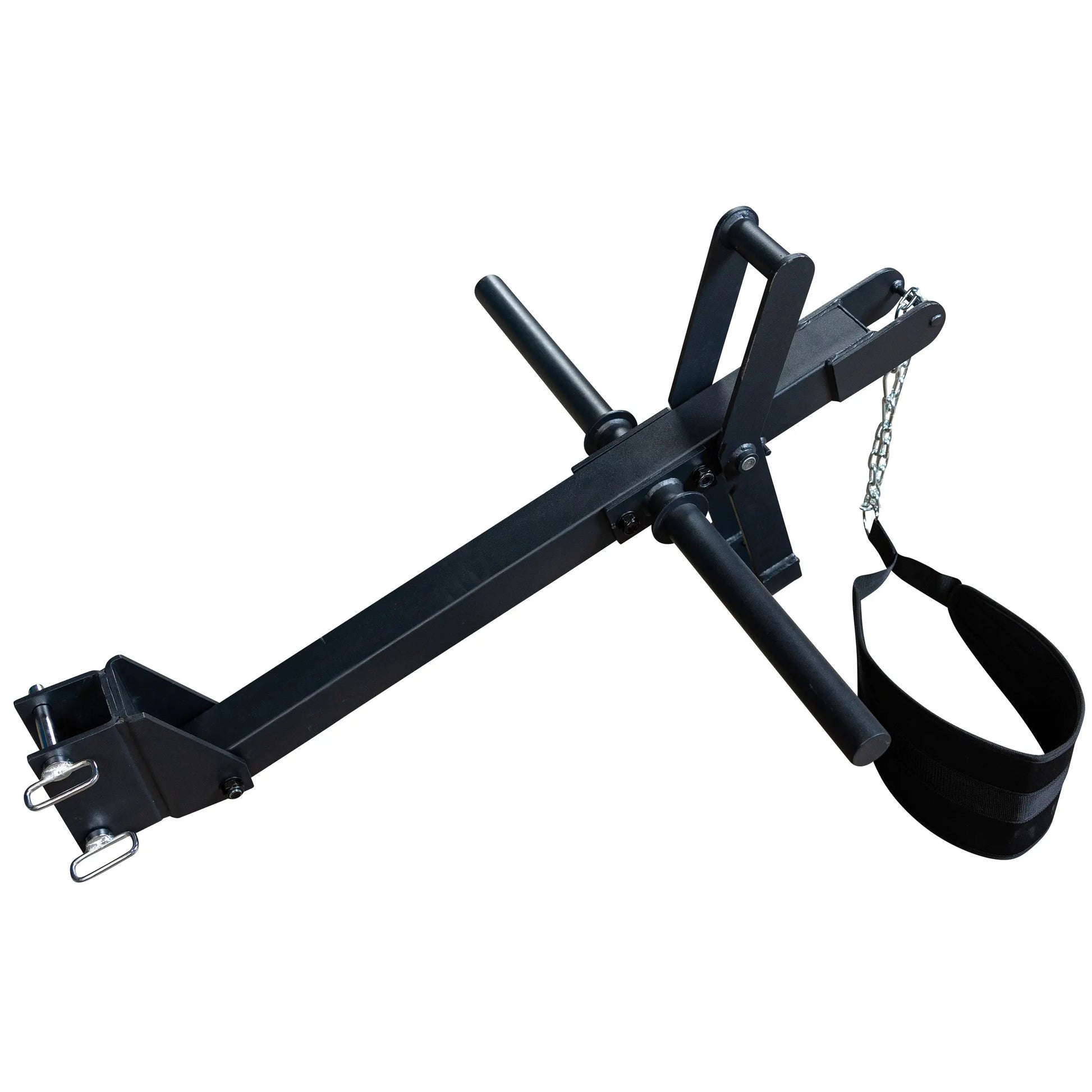 Body-Solid Pro ClubLine Belt Squat Attachment SPRBSA displayed on a white background, showing its adjustable handles, metal structure, and padded belt attachment.