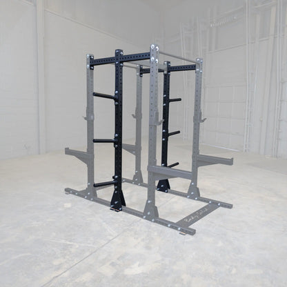 Body-Solid Pro ClubLine Commercial Double Half Rack Kit SPRDBLKIT in an empty gym setting.