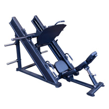 Body-Solid Pro ClubLine Commercial Leg Press Machine SGLP500, showcasing a robust design with a padded seat and adjustable footplate for leg workouts.