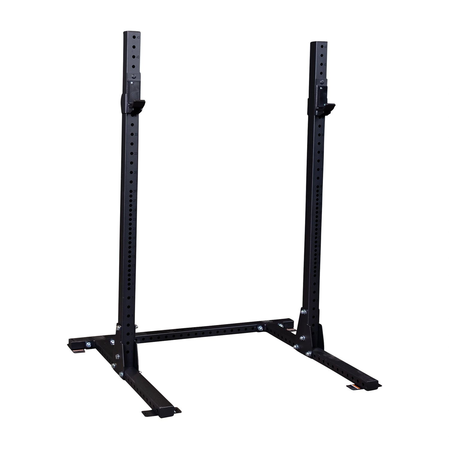 Body-Solid Pro ClubLine Commercial Squat Stand SPR250 with black adjustable metal frame on a white background.