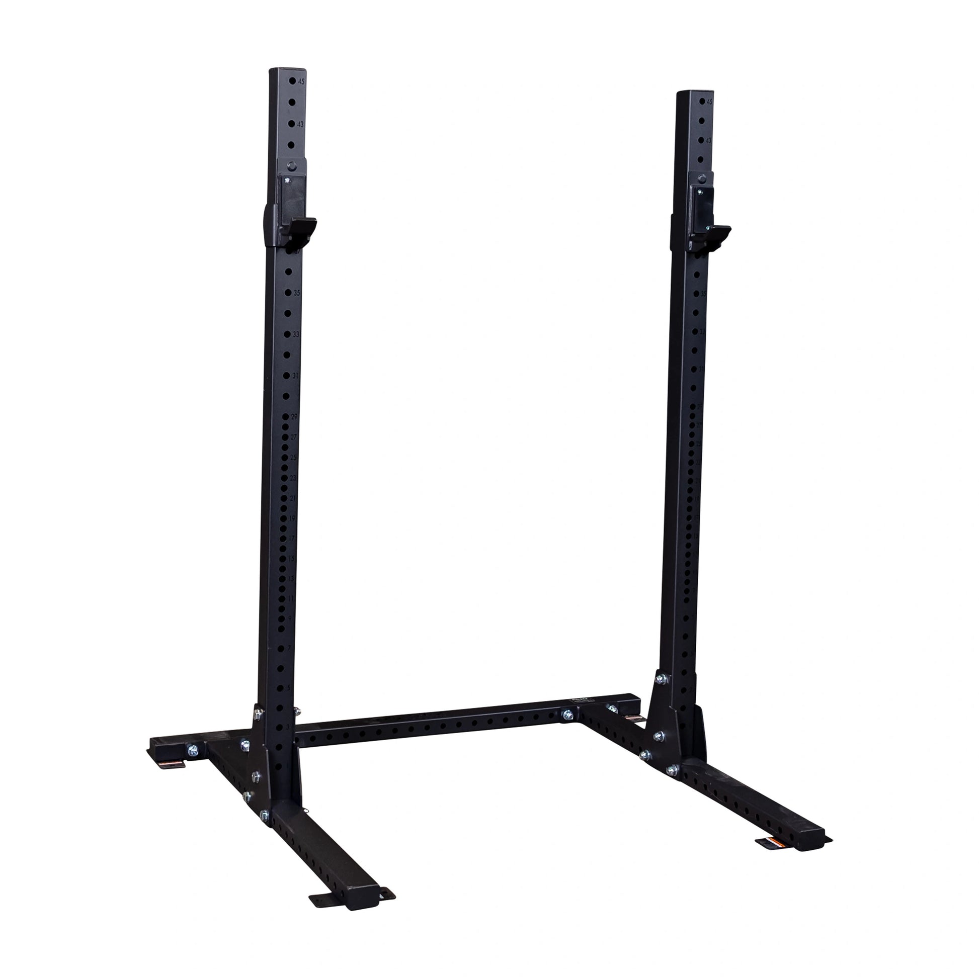 Body-Solid Pro ClubLine Commercial Squat Stand SPR250 with black adjustable metal frame on a white background.