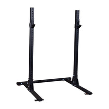 Body-Solid Pro ClubLine Commercial Squat Stand SPR250 with black adjustable metal frame on a white background.