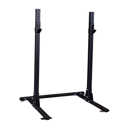 Body-Solid Pro ClubLine Commercial Squat Stand SPR250 with black adjustable metal frame on a white background.