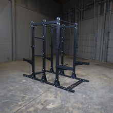 Body-Solid Pro ClubLine Double Commercial Half Rack SPR500DBL in an industrial gym setting.