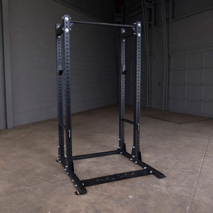 Body-Solid Pro ClubLine Extended Commercial Half Rack SPR500BACK in an industrial gym setting.