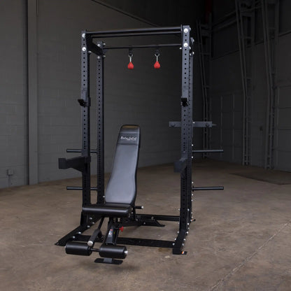 Body-Solid Pro ClubLine Extended Commercial Half Rack SPR500BACK in an indoor gym setting.
