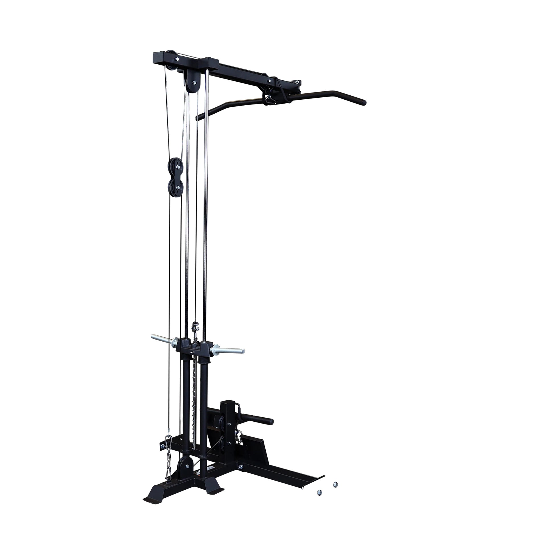 Body-Solid Pro ClubLine Lat Attachment SPRHLA, a gym equipment attachment featuring pulleys and a bar for lat pull-down exercises.
