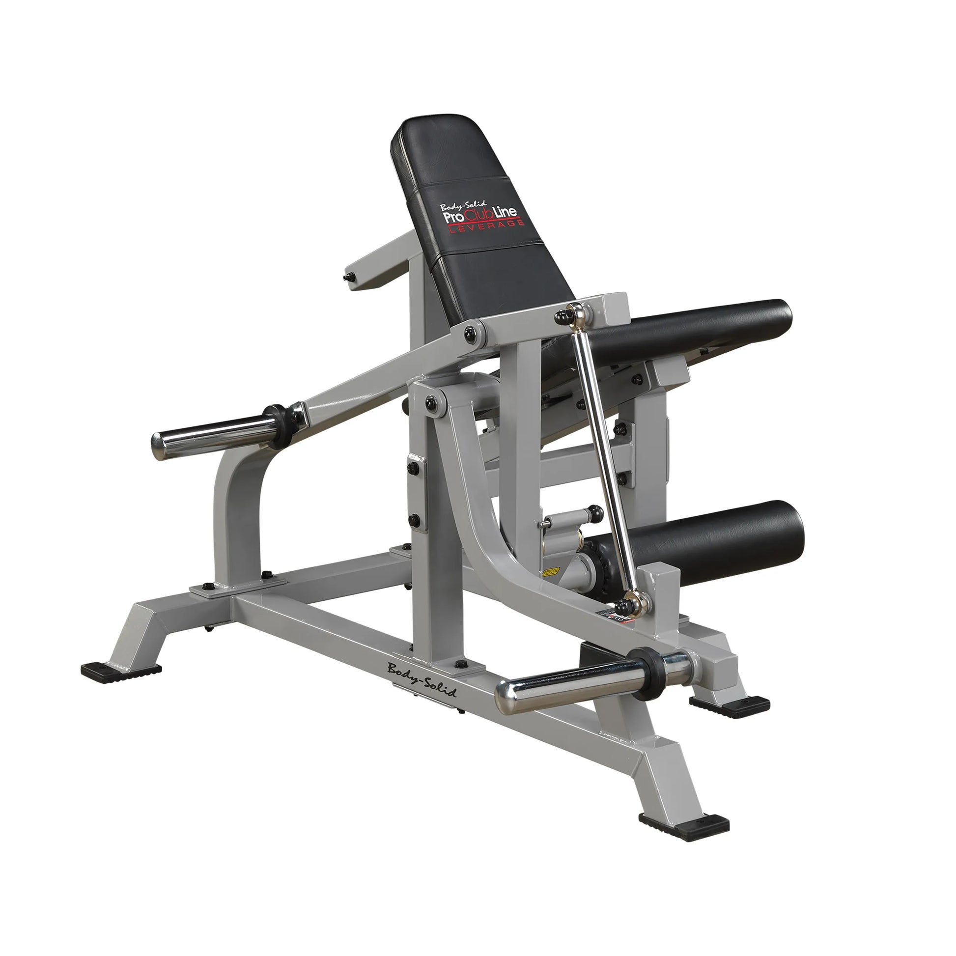Body-Solid Pro ClubLine Leverage Leg Extension Machine LVLE, featuring a sturdy frame and padded seat, designed for leg workouts.