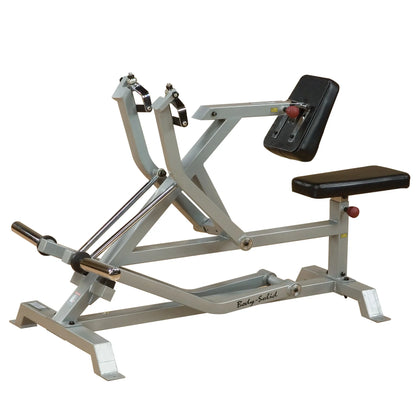 Body-Solid Pro ClubLine Leverage Seated Row Machine LVSR, a strength training machine designed for seated rowing exercises, featuring adjustable seat and handles.