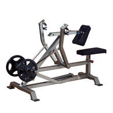 Body-Solid Pro ClubLine Leverage Seated Row Machine LVSR, featuring a sturdy frame, adjustable seat, and weight plates for resistance training.