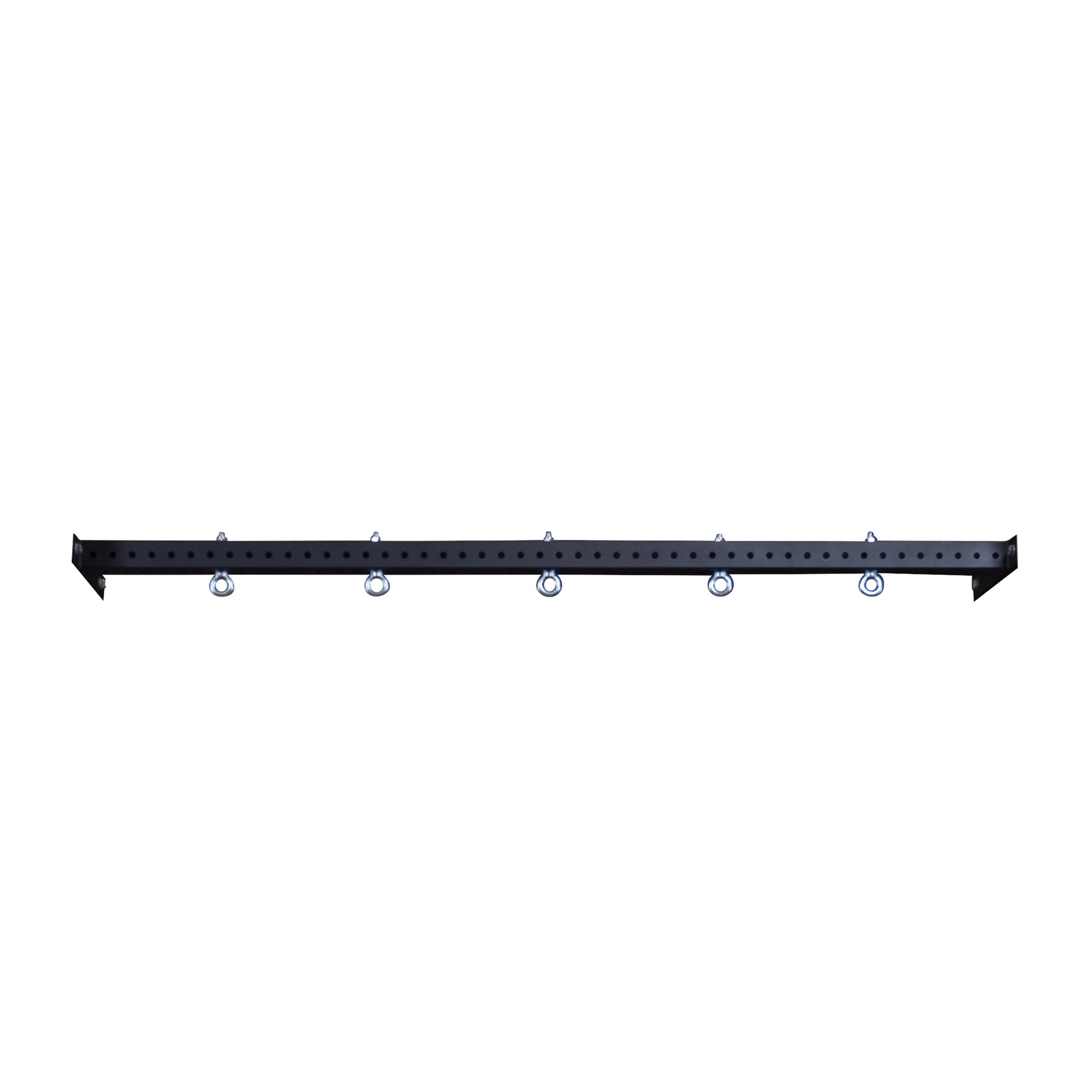 Body-Solid Pro ClubLine Power Rack Connecting Bar SPRACB, featuring a black metal bar with multiple attachment rings and perforations for versatility in gym setups.