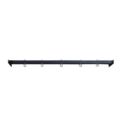 Body-Solid Pro ClubLine Power Rack Connecting Bar SPRACB, featuring a black metal bar with multiple attachment rings and perforations for versatility in gym setups.