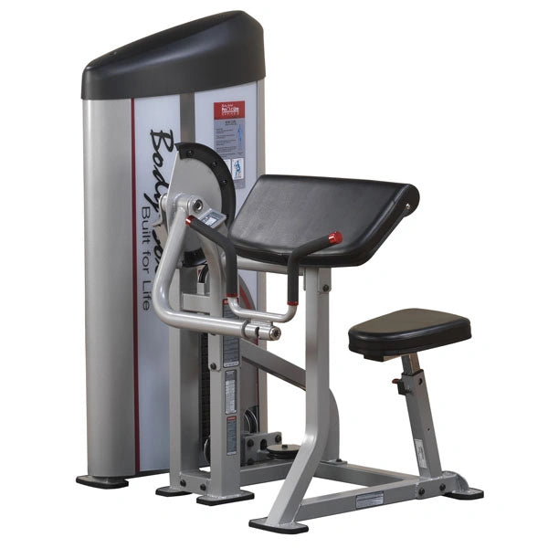 Body-Solid Pro ClubLine Series 2 Arm Curl Machine S2AC, featuring a padded seat and arm support, designed for strength training and bicep workouts.