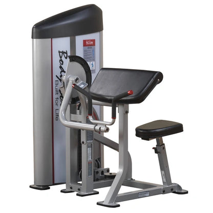 Body-Solid Pro ClubLine Series 2 Arm Curl Machine S2AC, featuring a padded seat and arm support, designed for strength training and bicep workouts.