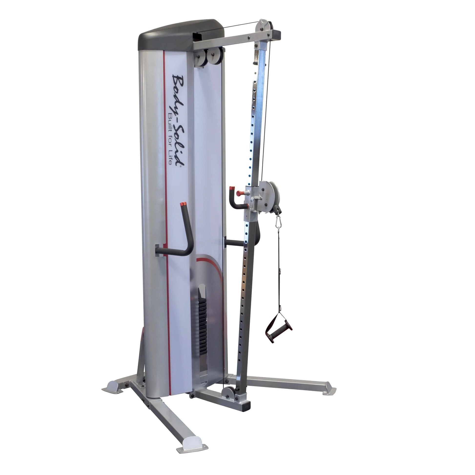 Body-Solid Pro ClubLine Series 2 Cable Column S2CC, a strength training machine featuring a vertical cable system, adjustable pulley, and a handle attachment for versatile workouts.