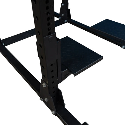 Close-up of the Body-Solid Pro ClubLine Spotter Platforms SPRSP, showcasing the robust construction and textured surface designed for safety and stability.