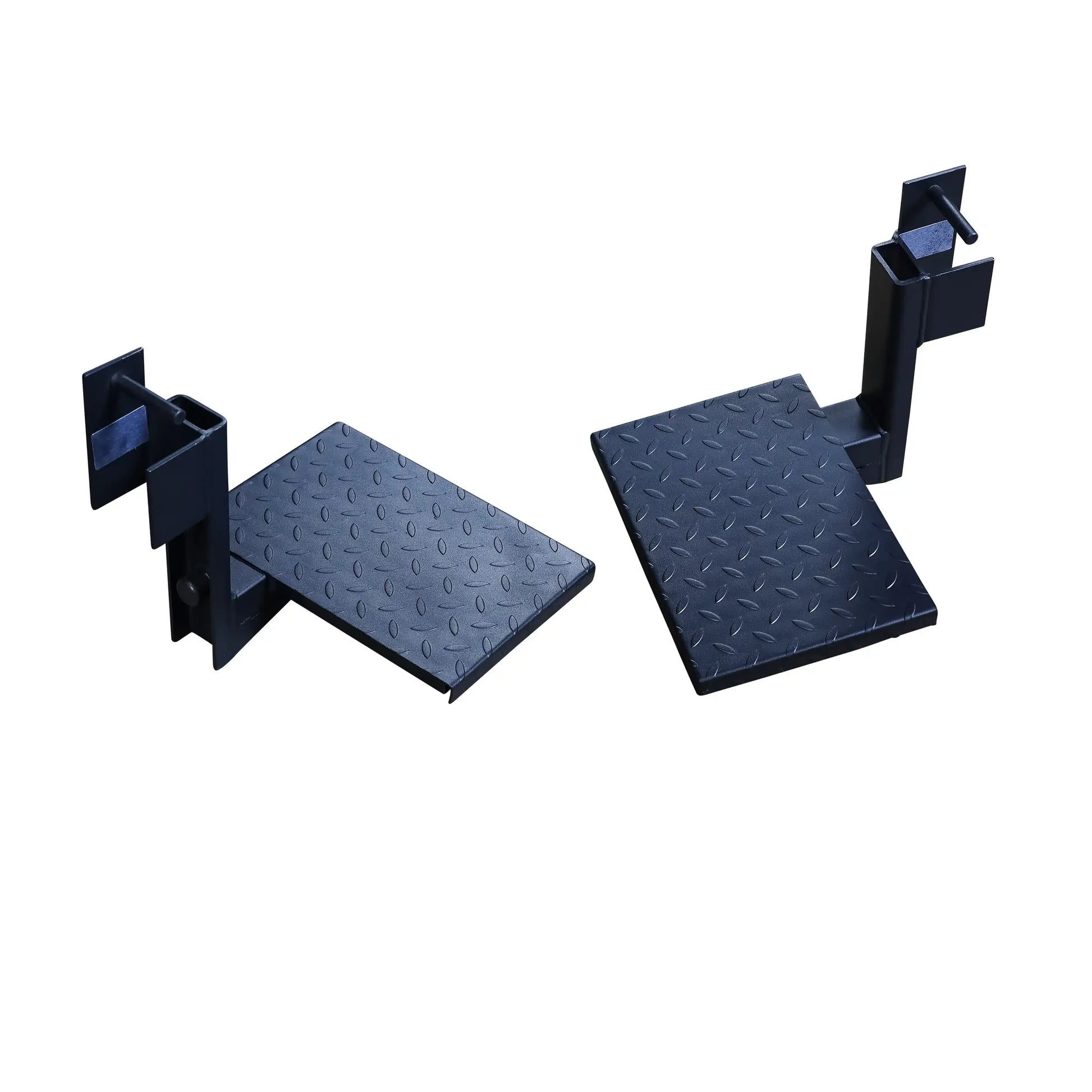 Body-Solid Pro ClubLine Spotter Platforms SPRSP, featuring two black platforms with textured surfaces for enhanced grip, designed for weightlifting support.
